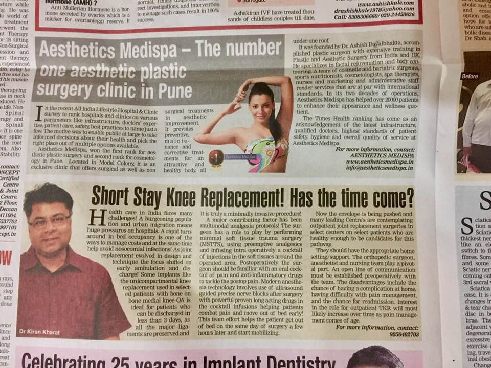 News article - Aesthetics Medispa no. one plastic surgery clinic in Pune